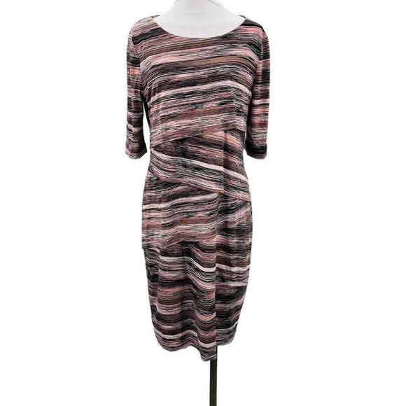 Brandy Asymmetrical Bodycon Striped/Painted Dress Size 10 - Picture 3 of 14